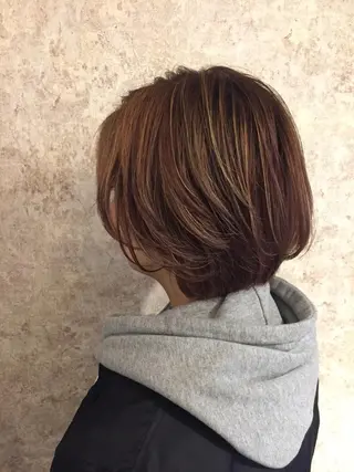 ミディアム カラー パーマ 小顔カット✨ 透明感カラー/村上のヘアスタイル