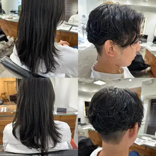 ミディアム パーマ メンズ ボブ/レイヤー/透明 感カラー/dai🌿のヘアスタイル