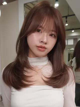 セミロング カラー コテ巻き/パーマ/艶 透明感/荻原凜太郎のヘアスタイル