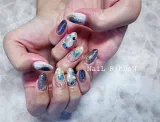 ネイル ネイルリボン 受付スタッフのネイルデザイン
