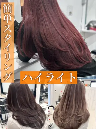 ロング ハイライト/レイヤー 河原町/Manatoのヘアスタイル