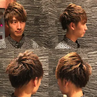 ミディアム メンズカットフェード パーマ/前山竜貴のヘアスタイル