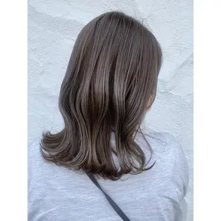 ミディアム カラー パーマ 【透明感カラー✖️ 髪質改善】カナ🌸のヘアスタイル