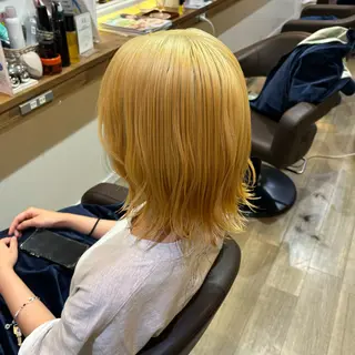 ミディアム 🎀ハイトーン/ 艶カラー/夕月🎀のヘアスタイル