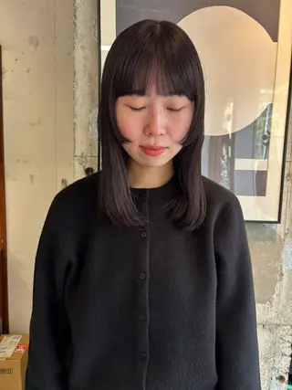 ミディアム カラー 永田 愛莉のヘアスタイル