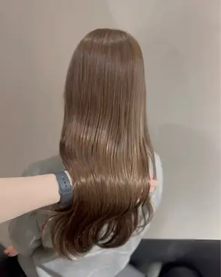 セミロング カラー パーマ ブリーチなし/ ベージュ/akiraのヘアスタイル