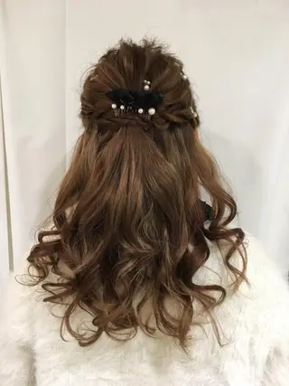 セミロング カラー ヘアアレンジ きむえり/髪質改善 /セット/カラーのヘアスタイル