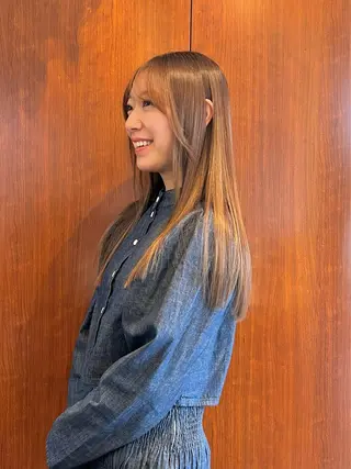 ロング カラー 柔らかブラウン/顔周 りレイヤー♡ユウシのヘアスタイル