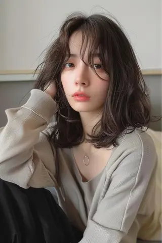 セミロング カラー 圧倒的似合わせ ケアカラーYUTOのヘアスタイル