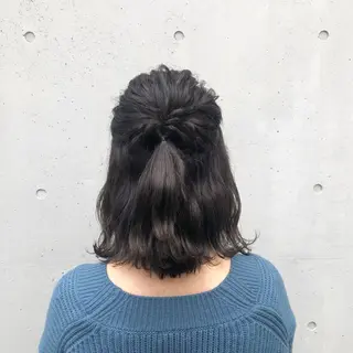 ミディアム カラー 酸性縮毛矯正🧴韓国 レイヤー/髪質改善のヘアスタイル