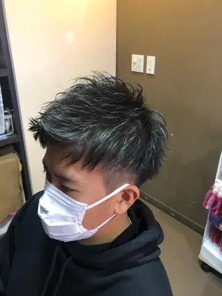 ショート メンズ 髪質改善× ハイライト溝江のヘアスタイル