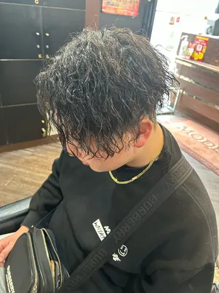 ミディアム パーマ メンズ 大阪/梅田/シャドウ パーマ/ノボリユウタのヘアスタイル