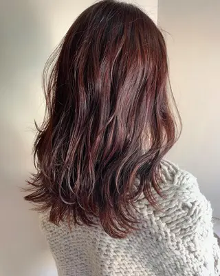 ミディアム カラー 艶感カラー/レイヤー 心斎橋💖Sakiのヘアスタイル