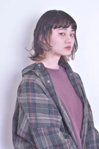 ミディアム パーマ クロスパーマ× 透明感カラー✂︎のヘアスタイル