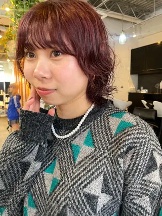 ミディアム カラー パーマ レイヤー／似合わせ TAKUYAのヘアスタイル