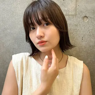 セミロング カラー 暖色/艶髪/ボブ/ ショート/Ayaのヘアスタイル