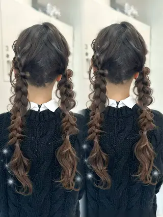 ヘアアレンジ 顔周りcut/ 艶ワンカラー♥ちさきのヘアスタイル