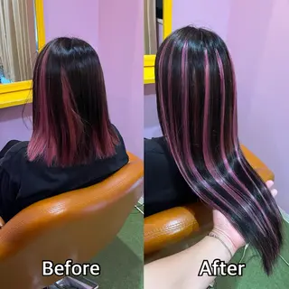 ロング シール＋ちび編み込み エクステ梅田🐨のヘアスタイル