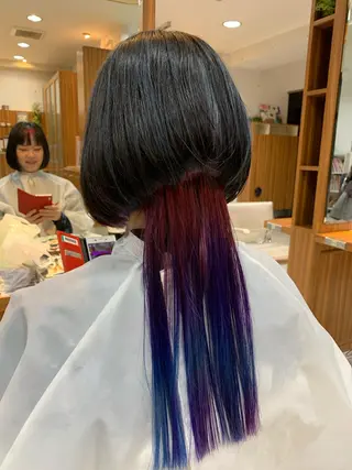 ミディアム カラー 白髪ぼかしハイライト 柳川拓哉のヘアスタイル