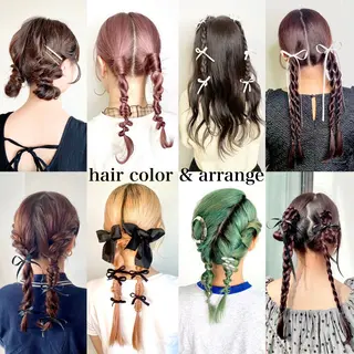カラー ヘアアレンジ 💫miyu💫デザ インカラー/アレンジのヘアスタイル