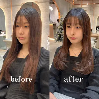 セミロング ハッシュカット/韓国 レイヤー/カハナのヘアスタイル