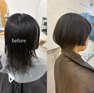 ショート リン🔔ボブ cut ベージュカラー🤎のヘアスタイル