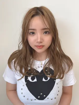 セミロング 伶風/ボブ/ ヘーゼルベージュのヘアスタイル