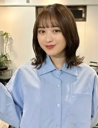 ミディアム カラー 池袋レイヤーカット/ 顔まわりtaigaのヘアスタイル