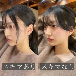 セミロング カラー 顔周りカット× 髪質改善【リョウ】のヘアスタイル