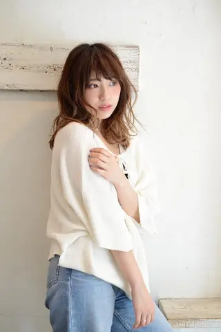 ミディアム カラー パーマ 髪質改善、エクステ 山口卓哉のヘアスタイル