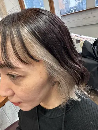 ミディアム カラー ブリーチ毛縮毛矯正 👑山口のヘアスタイル