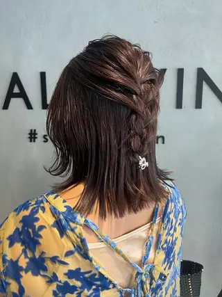 ミディアム カラー パーマ ヘアアレンジ 隠れ家サロンso you所属・yukimi .のヘアスタイル