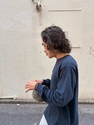 ミディアム パーマ メンズ 吉武 茂暉のヘアスタイル