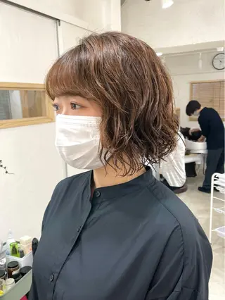 ミディアム カラー パーマ 銀座No.1髪質改善 縮毛矯正/本木のヘアスタイル