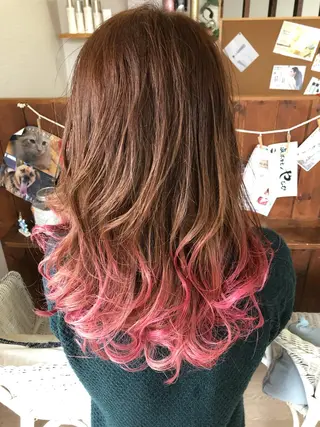 セミロング カラー ALOHANA 津店所属・TSUBASA▫️ ブリーチ#エクステのヘアスタイル