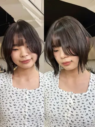 ミディアム カラー ‎♡アヤメ/レイヤー ボブ♡渋谷のヘアスタイル