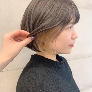 ミディアム カラー 透明感/オリーブ/ グレージュ/YUKAのヘアスタイル