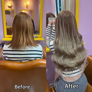 ロング シール＋ちび編み込み エクステ梅田🐨のヘアスタイル