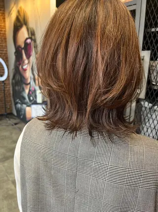 ミディアム カラー パーマ ヘアアレンジ メンズ キッズ マツエク・マツパ アイブロウ times salon名駅所属・久木原 ゆりのヘアスタイル