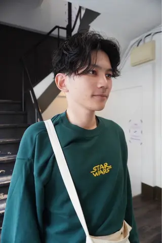 ミディアム パーマ メンズ BOW【ボウ】所属・メンズパーマ/本町/ 心斎橋/Takumiのヘアスタイル