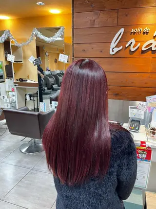 ロング カラー ヘアアレンジ インナー×縮毛矯正 ピンクカラー澤井里菜のヘアスタイル