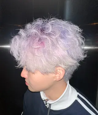 セミロング カラー メンズ ホワイトカラー/梅田 ハイトーン/しんのヘアスタイル