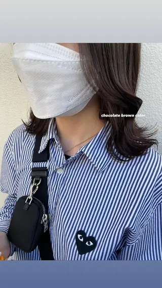 セミロング カラー パーマ ヘアアレンジ メンズ キッズ ネイル マツエク・マツパ 透明感カラー・レイヤ ー🎀amika🎀のヘアスタイル