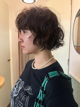 ショート カラー パーマ ボブ/レイヤー/ケア パーマ/リュウタのヘアスタイル