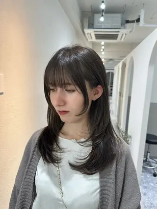 ミディアム カラー 韓国レイヤー透明感 カラーヨウスケのヘアスタイル