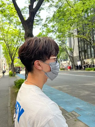 メンズ こまつばらみお/レイ ヤー/ダブルカラーのヘアスタイル