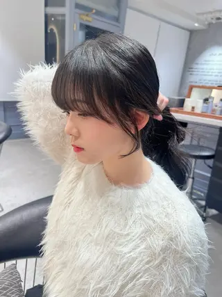 セミロング 韓国レイヤーカット/ 縮毛矯正/羽田航のヘアスタイル