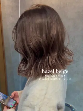 ミディアム カラー 赤みオフの透明感職人 /ケア重視の美髪施術のヘアスタイル