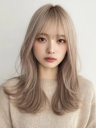 セミロング ❄️透明感ブリーチ ❄️TOWA市川のヘアスタイル