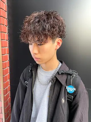 パーマ メンズ スパイキーパーマ 柏NO1 藤本葉のヘアスタイル